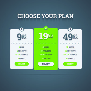 website pricing plans banners vector