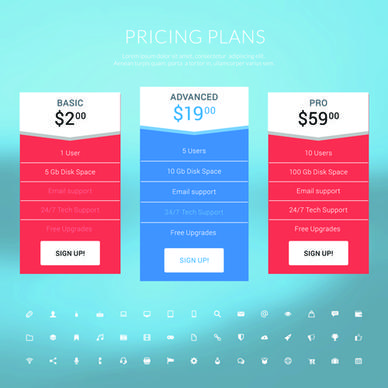 website pricing plans banners vector