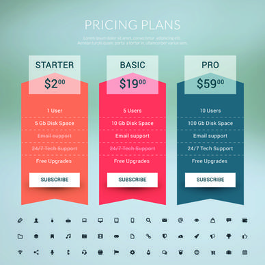 website pricing plans banners vector