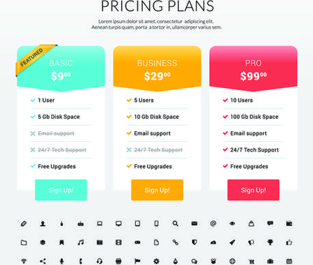 website pricing plans banners vector