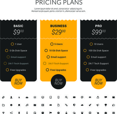 website pricing plans banners vector