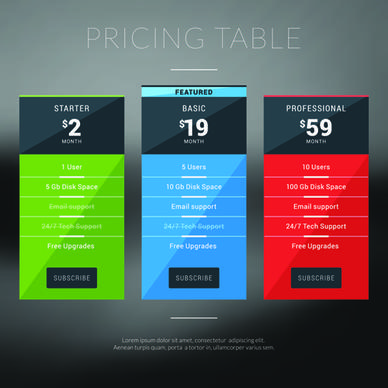 website pricing plans banners vector