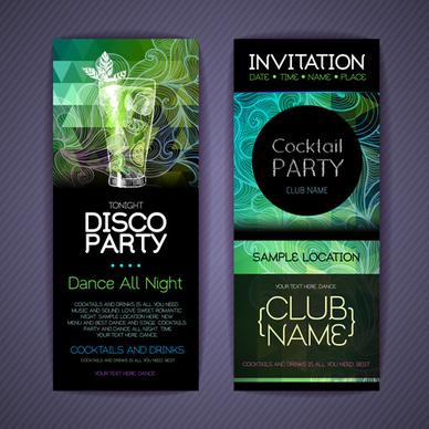 disco party night invitation cards vector