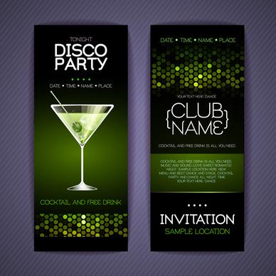 disco party night invitation cards vector