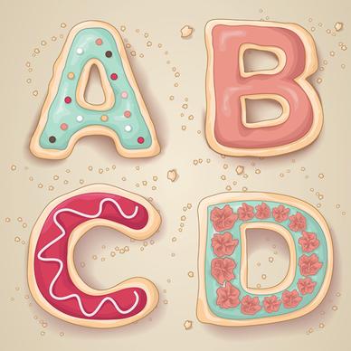 cute cookies with letters vector set