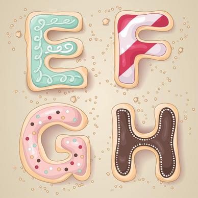 cute cookies with letters vector set