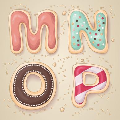 cute cookies with letters vector set