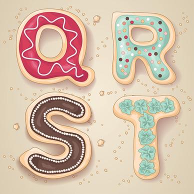 cute cookies with letters vector set