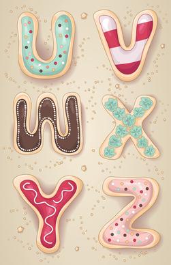 cute cookies with letters vector set