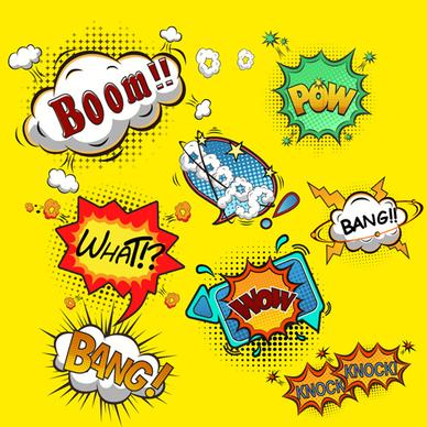 funny speech bubbles comic styles vectors