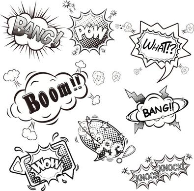 funny speech bubbles comic styles vectors