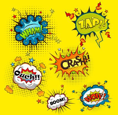 funny speech bubbles comic styles vectors