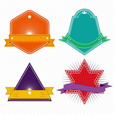 vintage colored labels with ribbon vectors