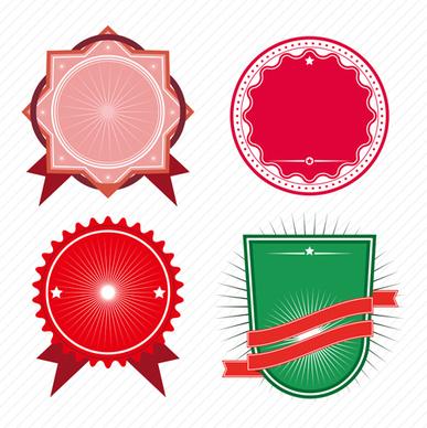 vintage colored labels with ribbon vectors