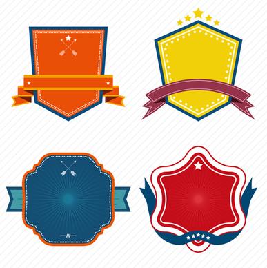 vintage colored labels with ribbon vectors