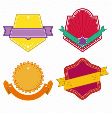 vintage colored labels with ribbon vectors