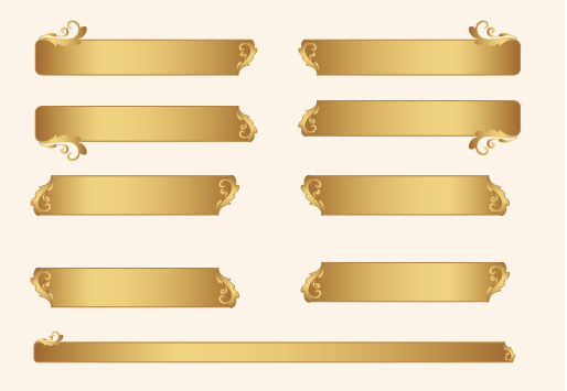 gold ornament frames with floral vector