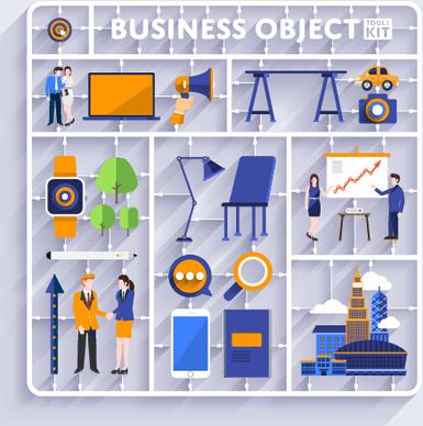 business object flat vector design set