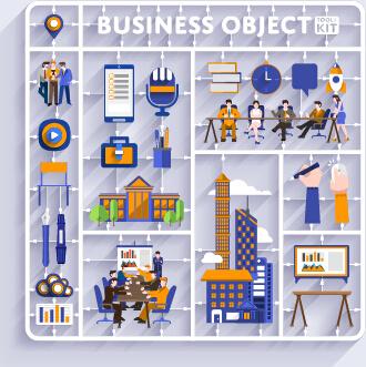 business object flat vector design set