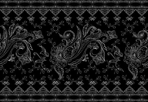 vintage floral ornate with black background vector