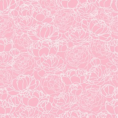 pink peonies seamless pattern hand drawing vector