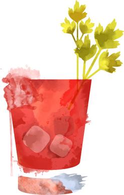 hand drawn cocktail watercolor vector