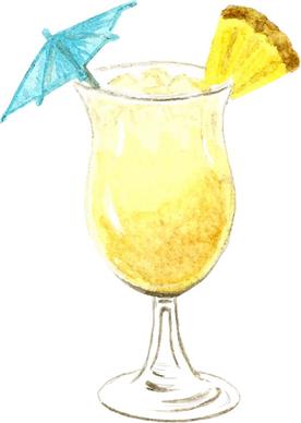 hand drawn cocktail watercolor vector