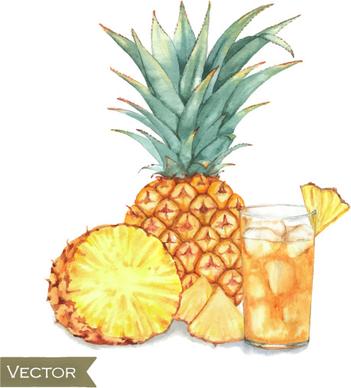 hand drawn cocktail watercolor vector