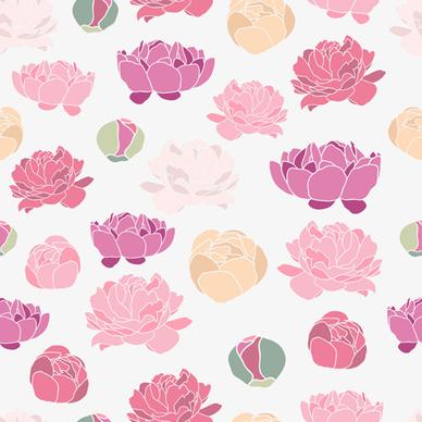 pink peonies seamless pattern hand drawing vector