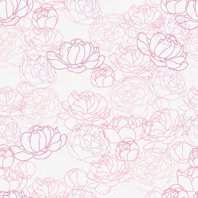 pink peonies seamless pattern hand drawing vector