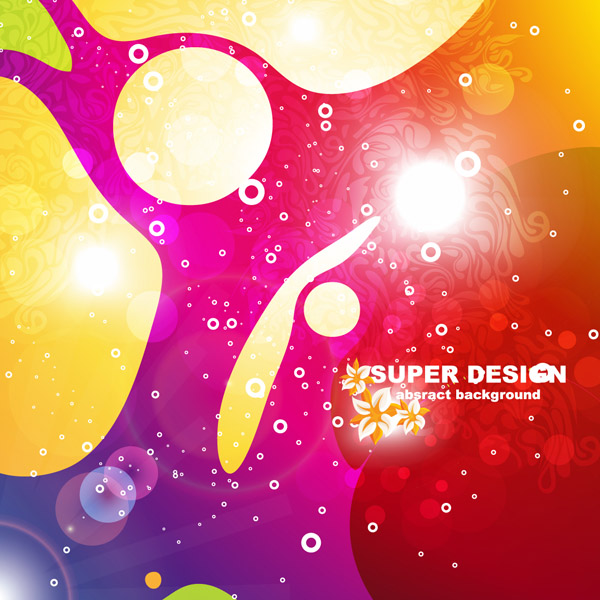 florals with abstract shapes shiny background vector