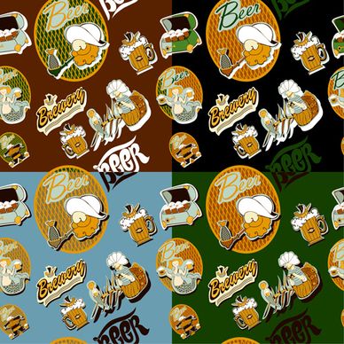 vintage beer seamless pattern vector