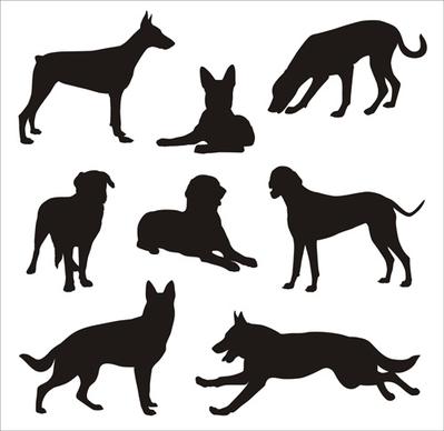 different dog silhouettes vector