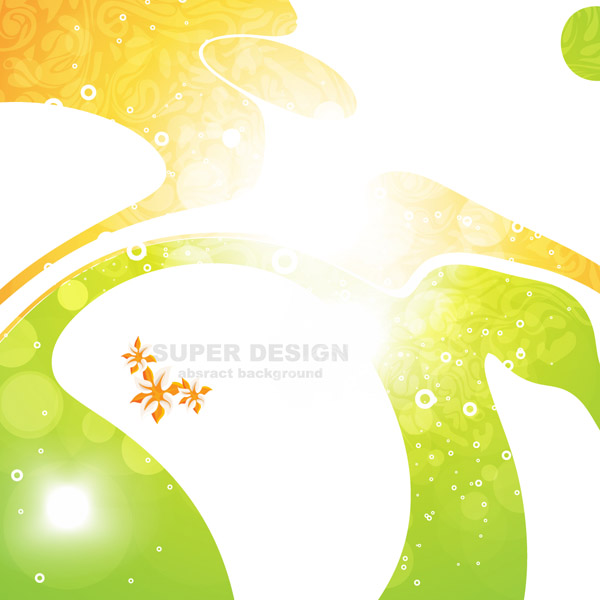 florals with abstract shapes shiny background vector