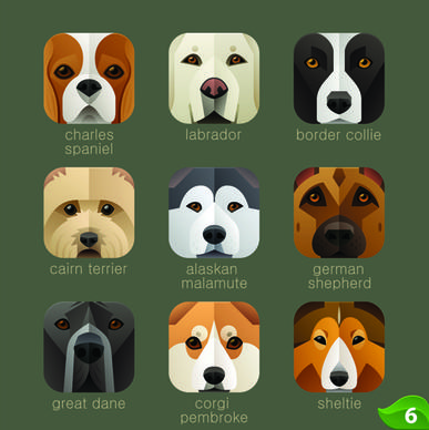 funny animal icons flat style vector