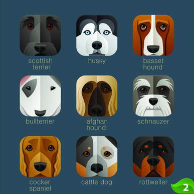 funny animal icons flat style vector