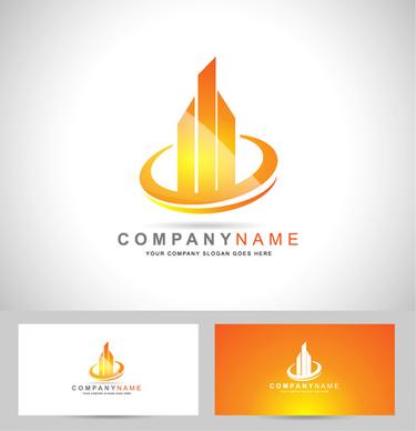 original design logos with business cards vector