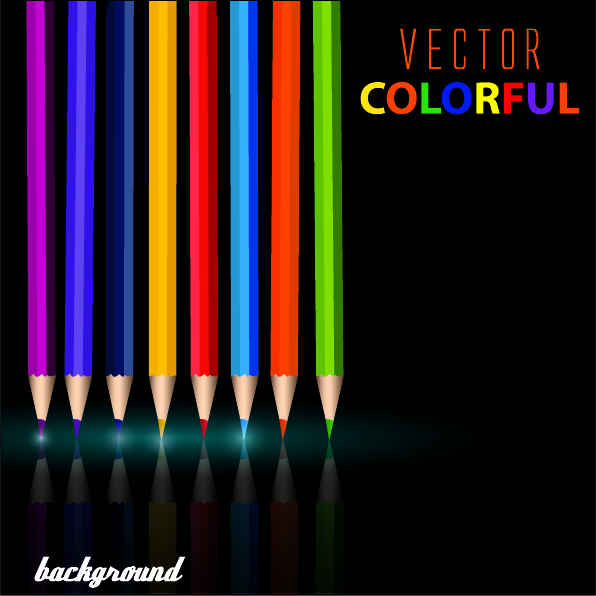 colorful pencil with black background vector