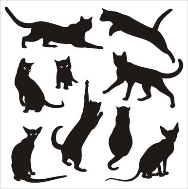 cat silhouettes vectors set