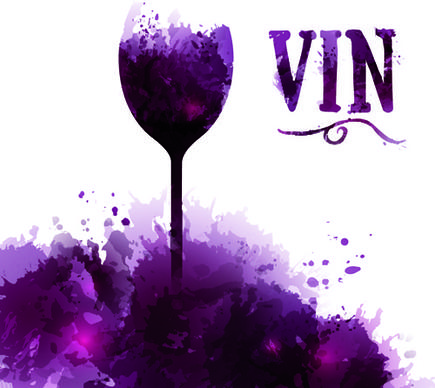 cup wine watercolor background vector