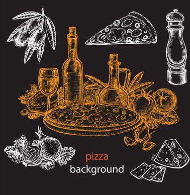 pizza background hand drawn vectors