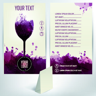 watercolor wine menu design vector