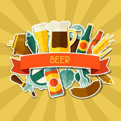 beer flat style background vector design