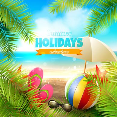 happy summer holiday background vectors