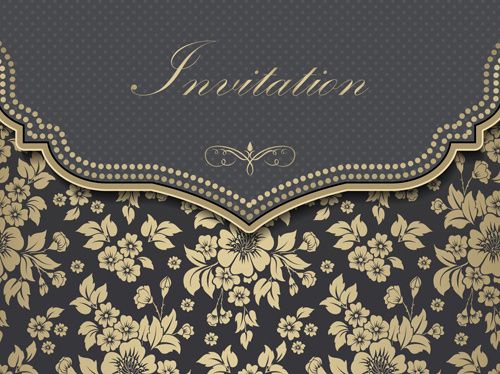 luxury flower invitation cards retro vector