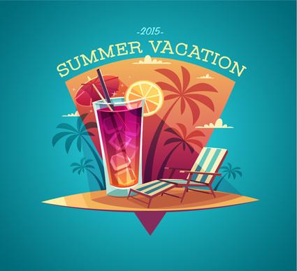 2015 summer vacation poster vintage vector