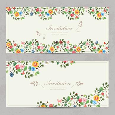 vintage flower invitation cards vectors