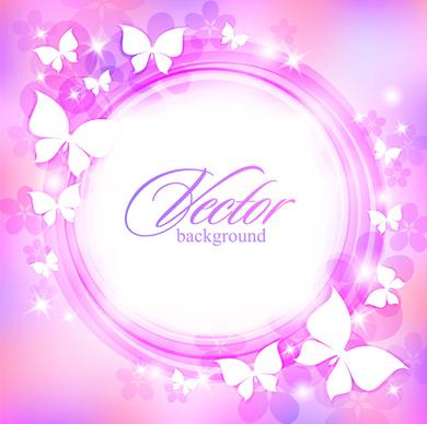 butterflies with elegant pink background vector