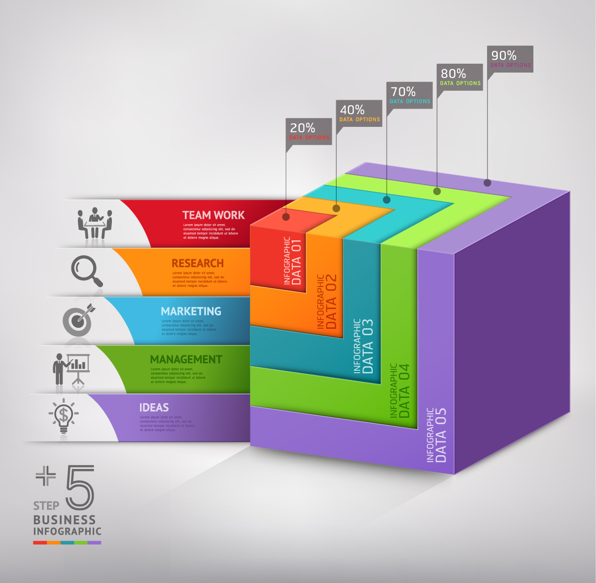 3d square business infographics vector