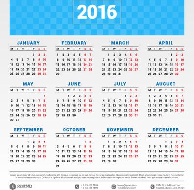 2016 company calendar creative design vector